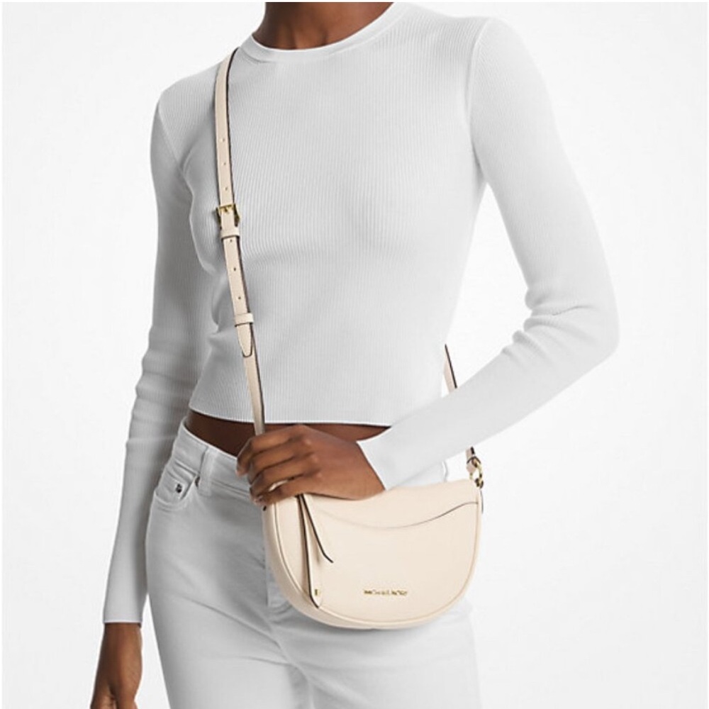Michael Kors Dover Small Cream Crescent Crossbody Bag